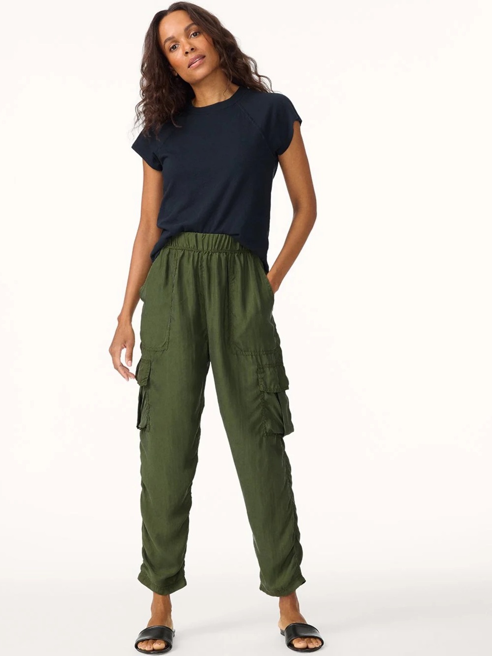 New! Unsubscribed Washable Silk Cargo Pant Olive Green 💚 XS
